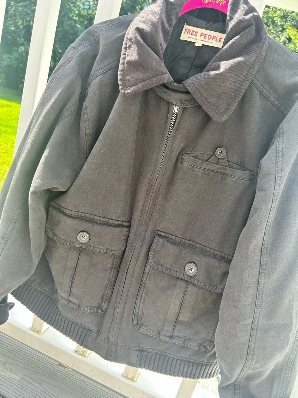 Free People Dark Charcoal/ Black Zip-Up Jacket